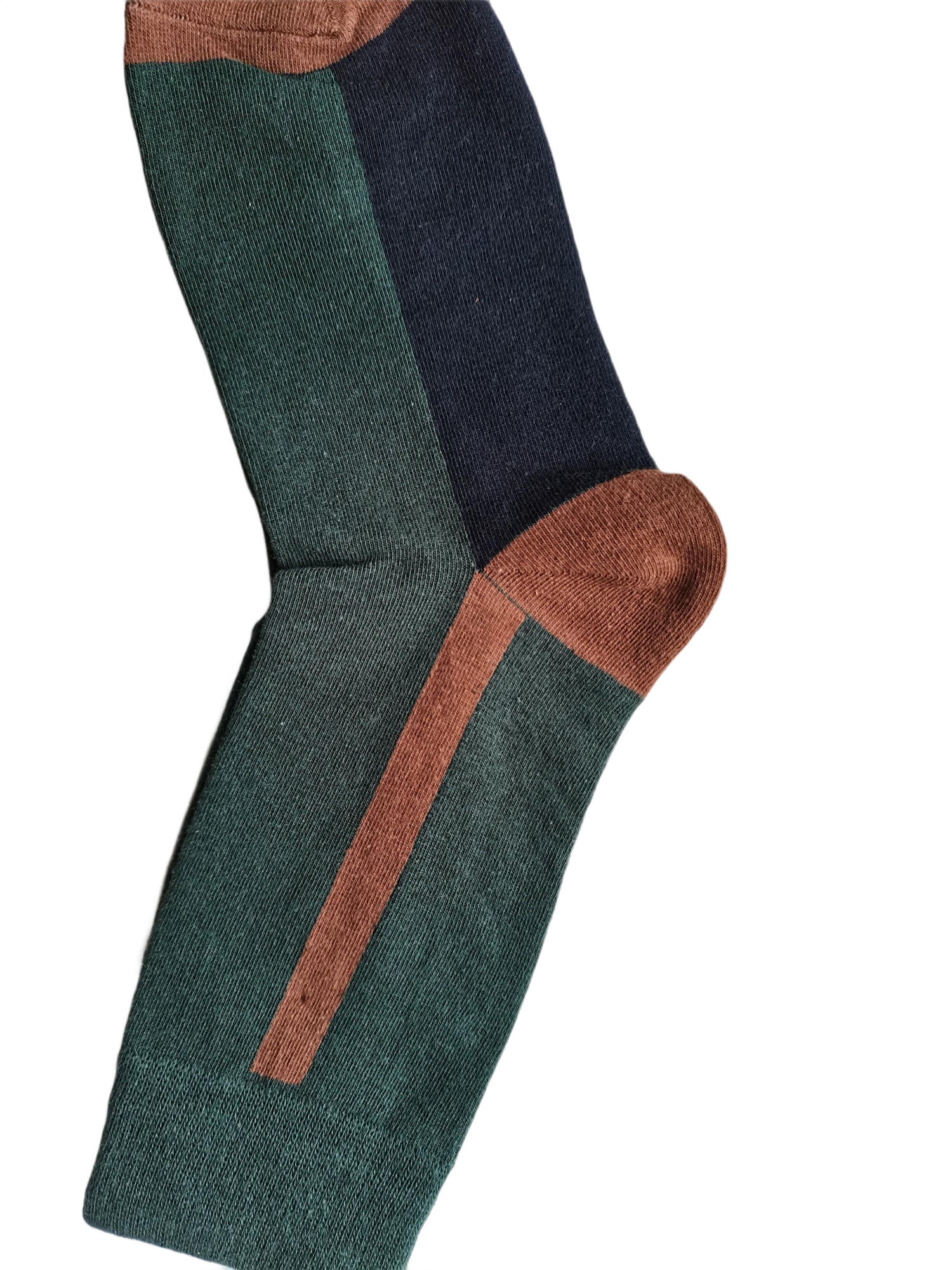 Dark Green and Black Patchwork Crew Socks