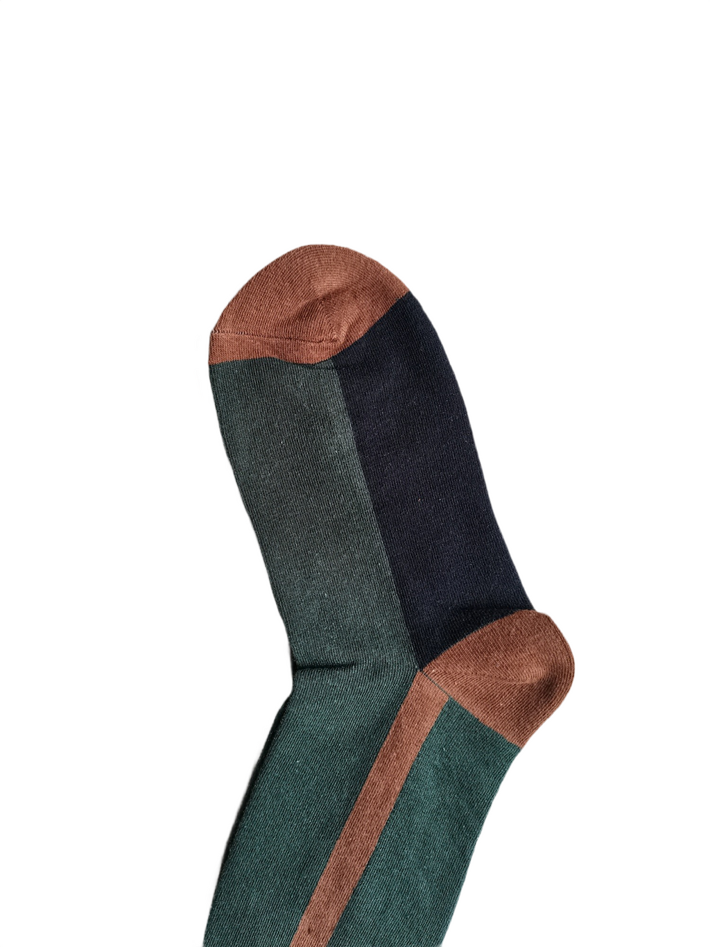 Dark Green and Black Patchwork Crew Socks