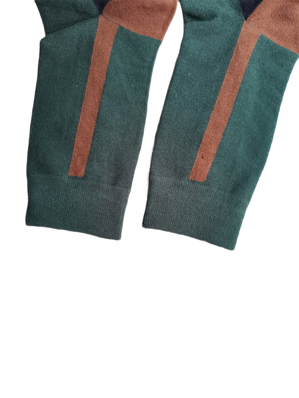 Dark Green and Black Patchwork Crew Socks