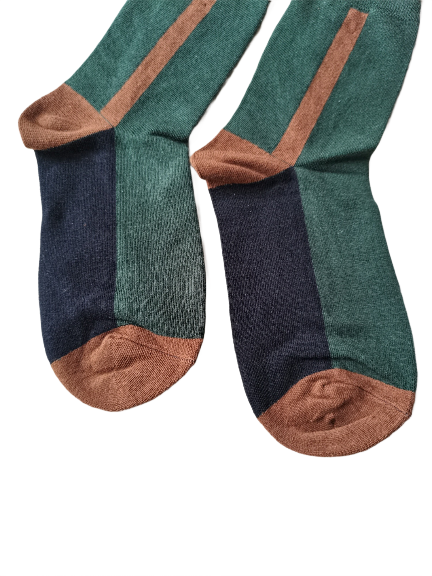 Dark Green and Black Patchwork Crew Socks