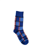 Navy Blue Plaid Cotton Socks