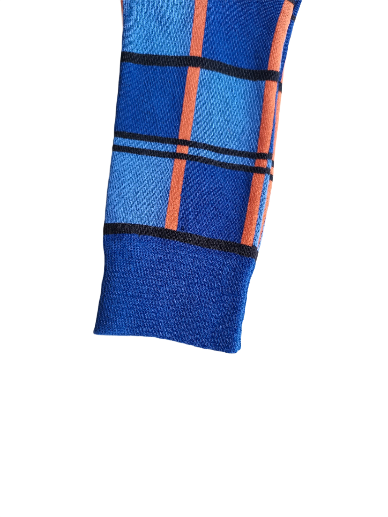 Navy Blue Plaid Cotton Socks