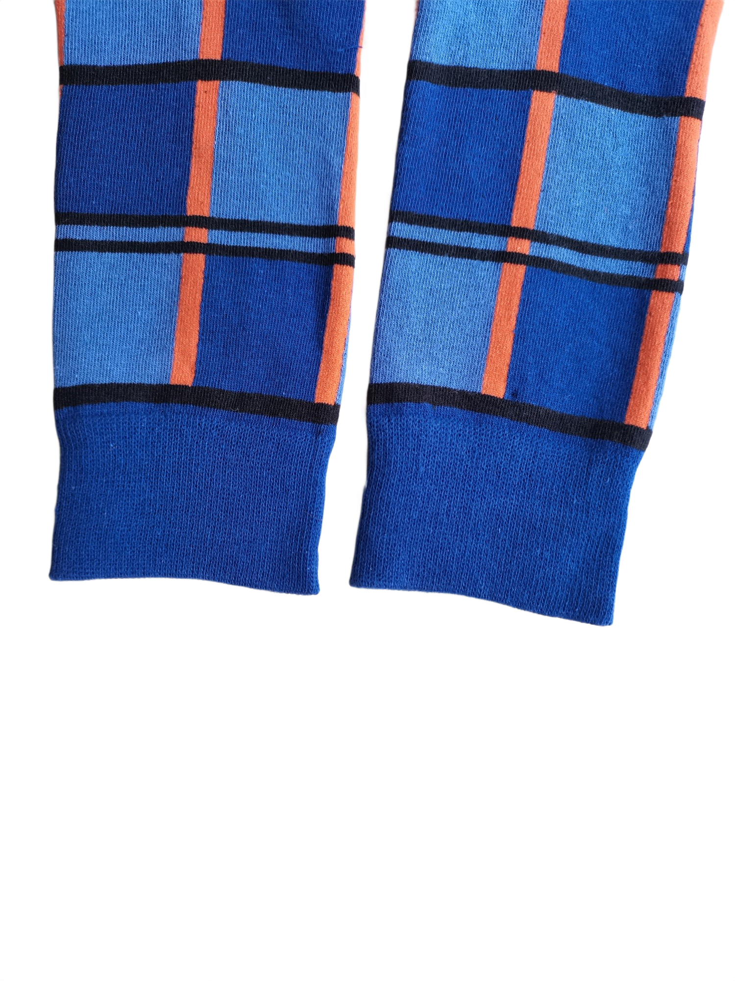 Navy Blue Plaid Cotton Socks