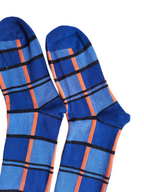 Navy Blue Plaid Cotton Socks