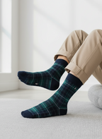 Green Checkered Crew Socks
