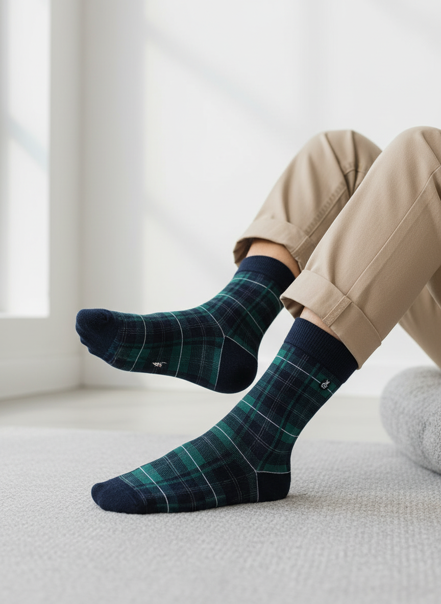 Green Checkered Crew Socks