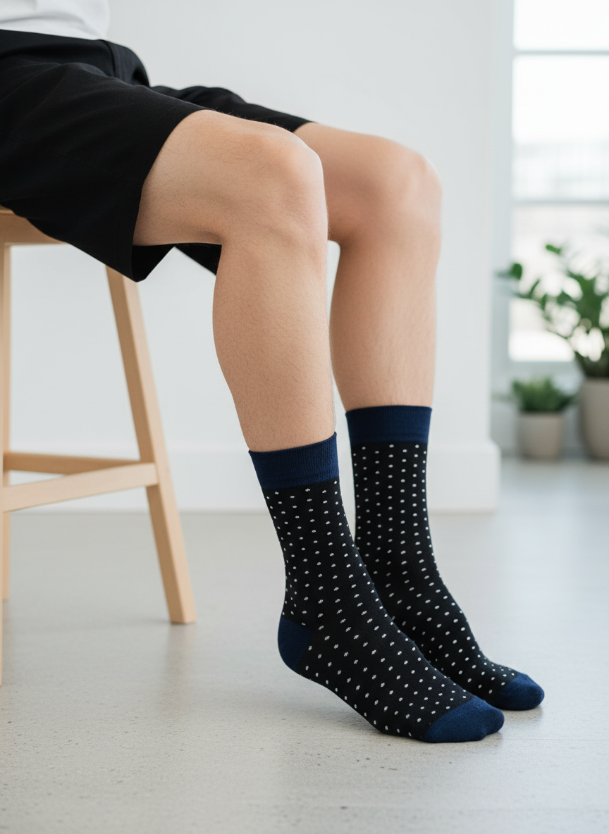 Black Polka Dot Crew Socks